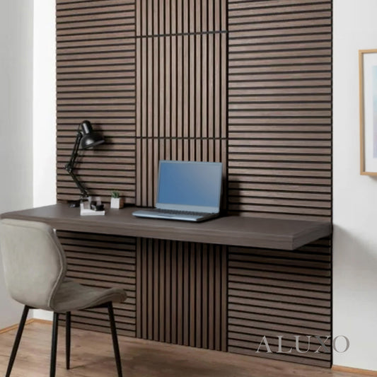 ALUXO® Acoustic Square Wall Panels 60 x 60cm (SET of 4) - Walnut (Dark Oak)