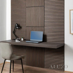 ALUXO® Acoustic Square Wall Panels 60 x 60cm (SET of 4) - Walnut (Dark Oak)