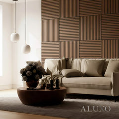 ALUXO® Acoustic Square Wall Panels 60 x 60cm (SET of 4) - Walnut (Dark Oak)