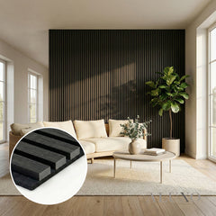 ALUXO Premium 3-Sided Wood Veneer Black Oak Wall Panels - 240cm x 32cm (Set Of 2)