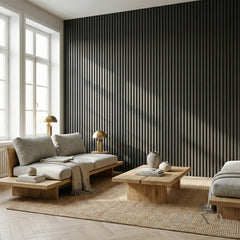 ALUXO Premium 3-Sided Wood Veneer Black Oak Wall Panels - 240cm x 32cm (Set Of 2)