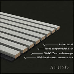 Panelux™ Pro 3-Sided Wood Veneer Oak Wall Panels | Grey Felt Backing - 240cm x 32cm (Set Of 2)