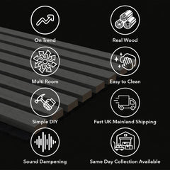 Panelux™ Pro 3-Sided Wood Veneer Oak Wall Panels | Grey Felt Backing - 240cm x 32cm (Set Of 2)