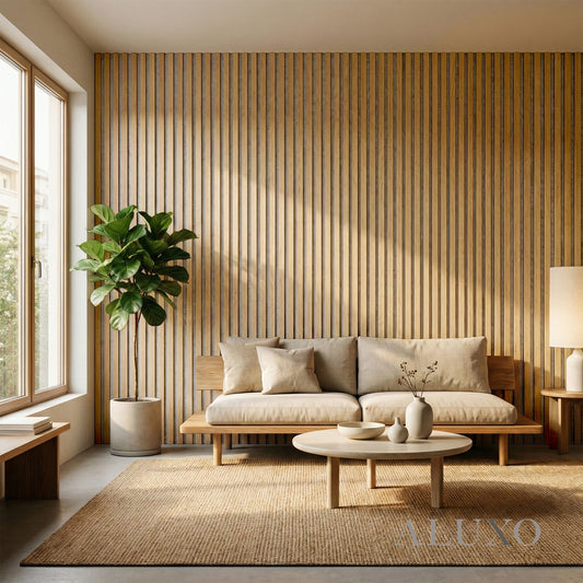 Panelux™ Pro 3-Sided Wood Veneer Oak Wall Panels | Grey Felt Backing - 240cm x 32cm (Set Of 2)