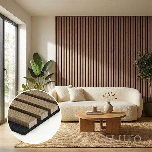 Panelux™ Pro 3-Sided Wood Veneer Walnut Wall Panels - 240cm x 32cm (Set Of 2)