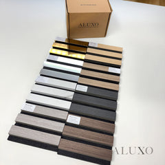 ALUXO® Acoustic Slatted Wall Panels 240 x 32cm (SET of 2) - Walnut (Dark Oak)