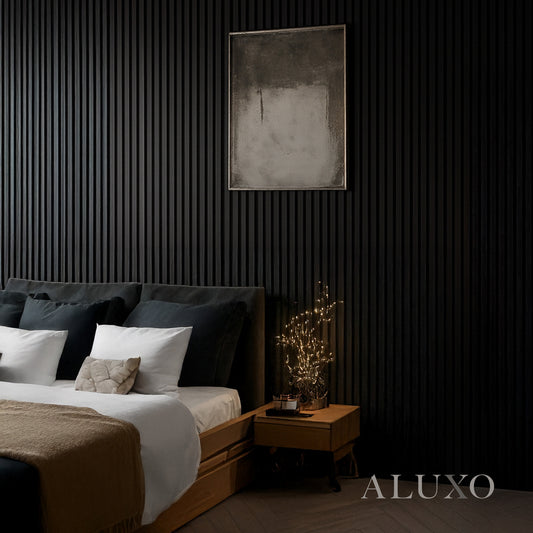 ALUXO® Acoustic Slatted Wall Panels 240 x 60cm - Charcoal Black