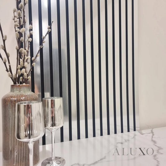 ALUXO® Acoustic Slatted Wall Panels 240 x 60cm - Chrome Metallic