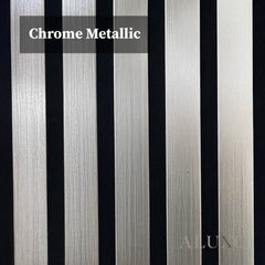 ALUXO® Acoustic Slatted Wall Panels 240 x 32cm (SET of 2) - Chrome Metallic