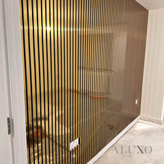 ALUXO® Acoustic Slatted Wall Panels 240 x 60cm - Gold Metallic