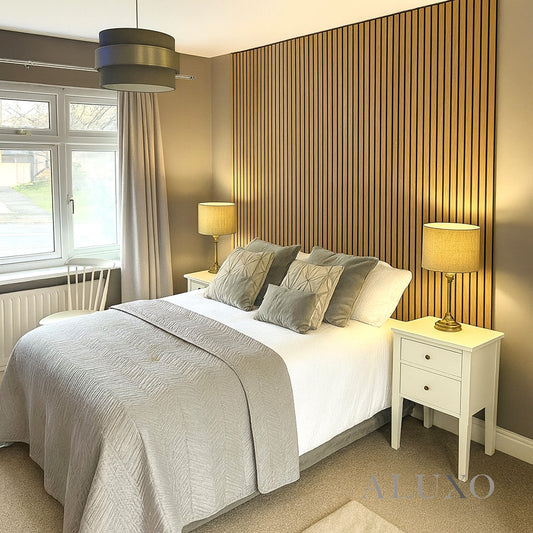 ALUXO® Acoustic Slatted Wall Panels 240 x 60cm - Light Oak