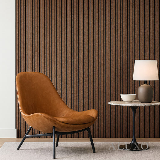ALUXO® Acoustic Slatted Wall Panels 240 x 60cm - Walnut (Dark Oak)