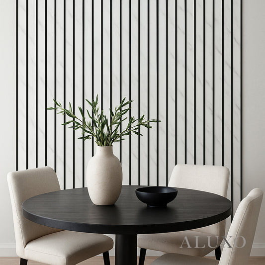 ALUXO® Acoustic Slatted Wall Panels 240 x 60cm - White Marble