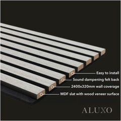 ALUXO® Acoustic Slatted Wall Panels 240 x 32cm (SET of 2) - Gold Metallic