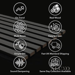 ALUXO® Black Oak Acoustic Wall Panels 240 x 32cm (Set Of 2)