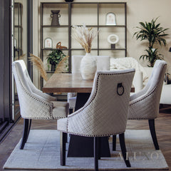 Akira 1.8m Rectangular Dining Set – Solid Wood Table with 4/6 Gunnar Velvet Chairs