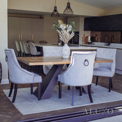 Akira 180cm Solid Pine Wood Dining Table with Matte Black Legs