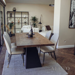 Akira 180cm Solid Pine Wood Dining Table with Matte Black Legs