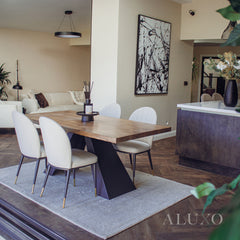 Akira 1.8m Rectangular Dining Set โ Solid Pine Wood Table with 4/6/8 Olle Leather Chairs