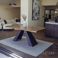 Akira 180cm Solid Pine Wood Dining Table with Matte Black Legs