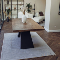 Akira 180cm Solid Pine Wood Dining Table with Matte Black Legs