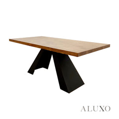 Akira 180cm Solid Pine Wood Dining Table with Matte Black Legs