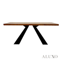 Akira 180cm Solid Pine Wood Dining Table with Matte Black Legs