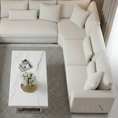 Orvar 130cm Chrome Coffee Table with White Marble Top – Double Half Ring Stand Design