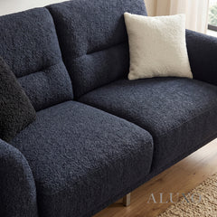ALUXO® Albany 2 Seater Compact Sofa – Midnight Black Bouclé | Deep Cushion Comfort