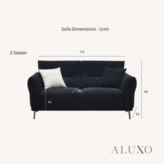 ALUXO® Albany Bouclé Sofa Collection in Black Lux Fabric - 2/3/4 Seater, Footstool