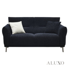 ALUXO® Albany Bouclé Sofa Collection in Black Lux Fabric - 2/3/4 Seater, Footstool