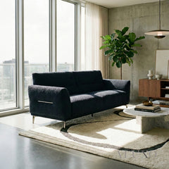 ALUXO® Albany 3 Seater Sofa – Midnight Black Bouclé | Deep Cushion Comfort