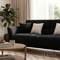 ALUXO® Albany 3 Seater Sofa – Midnight Black Bouclé | Deep Cushion Comfort