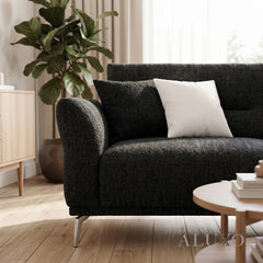 ALUXO® Albany 3 Seater Sofa – Midnight Black Bouclé | Deep Cushion Comfort