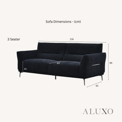 ALUXO® Albany Bouclé Sofa Collection in Black Lux Fabric - 2/3/4 Seater, Footstool