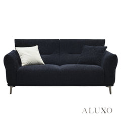 ALUXO® Albany Bouclé Sofa Collection in Black Lux Fabric - 2/3/4 Seater, Footstool