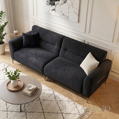 ALUXO® Albany 4 Seater Large Sofa – Midnight Black Bouclé | Deep Cushion Comfort