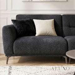 ALUXO® Albany 4 Seater Large Sofa – Midnight Black Bouclé | Deep Cushion Comfort