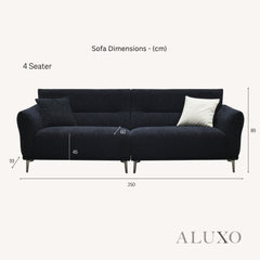 ALUXO® Albany Bouclé Sofa Collection in Black Lux Fabric - 2/3/4 Seater, Footstool