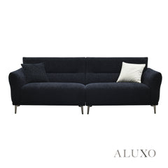 ALUXO® Albany Bouclé Sofa Collection in Black Lux Fabric - 2/3/4 Seater, Footstool