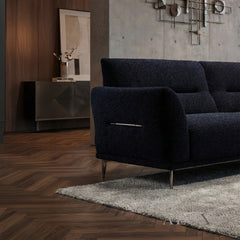ALUXO® Albany 3 Seater Sofa – Midnight Black Bouclé | Deep Cushion Comfort