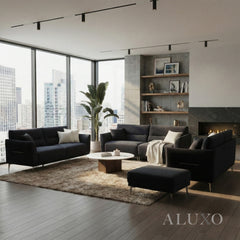 ALUXO® Albany 3 Seater Sofa – Midnight Black Bouclé | Deep Cushion Comfort