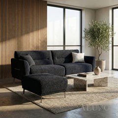 ALUXO® Albany Modular Footstool – Midnight Black Bouclé | Luxury Ottoman