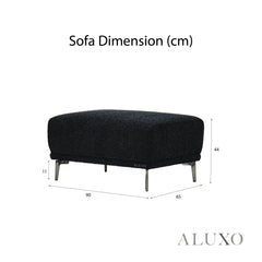 ALUXO® Albany Complete Sofa Set – 4+3+2 Seater with Footstool | Midnight Black