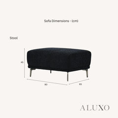 ALUXO® Albany Bouclé Sofa Collection in Black Lux Fabric - 2/3/4 Seater, Footstool