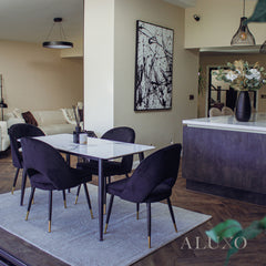 Anders 140cm White Sintered Stone Dining Table with Black Legs