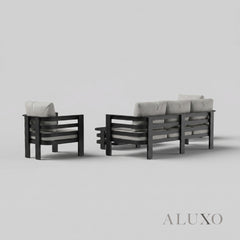 ALUXO® Andros 5-Seater Luxury Lounge Set – Onyx Aluminium & Sintered Stone Table