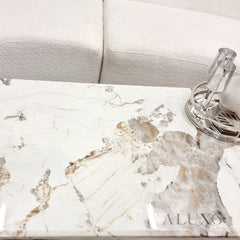 Urban 130cm Chrome Coffee Table with Cream Marble Top – U Stand Design