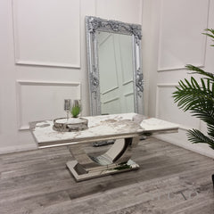 Urban 130cm Chrome Coffee Table with Cream Marble Top – U Stand Design