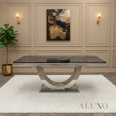 Urban 180cm Marble Dining Table with Chrome U Base – 5 Marble Colour Options
